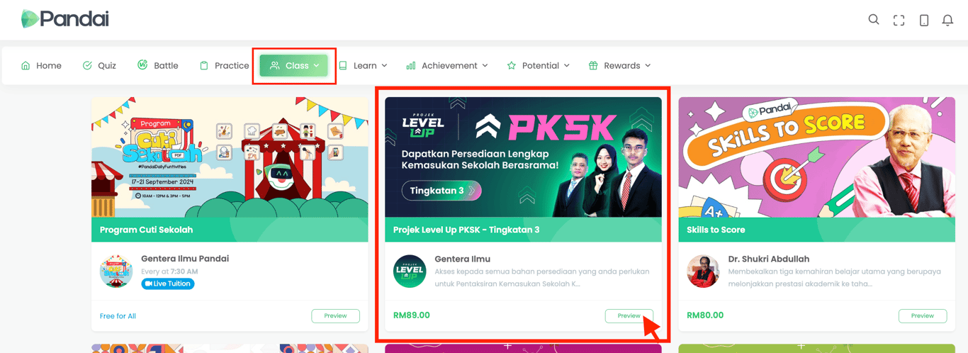 Pandai App — Level Up PKSK classes