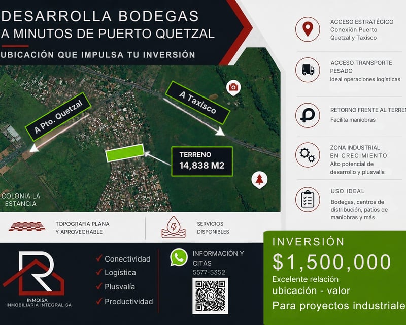 TERRENO PARA BODEGAS, ESCUINTLA, PUERTO QUETZAL, TAXISCO, TERRENO INDUSTRIAL