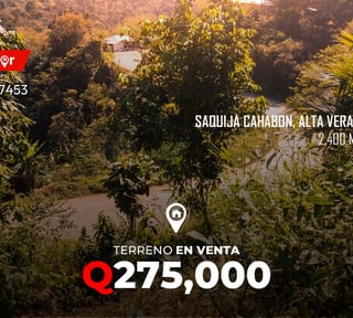 Terreno en venta en Saquija Cahabon, Alta Verapaz 