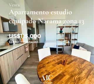APARTAMENTO ESTUDIO EN VENTA EQUIPADO 1 HABITACIÓN, NARAMA ZONA 13