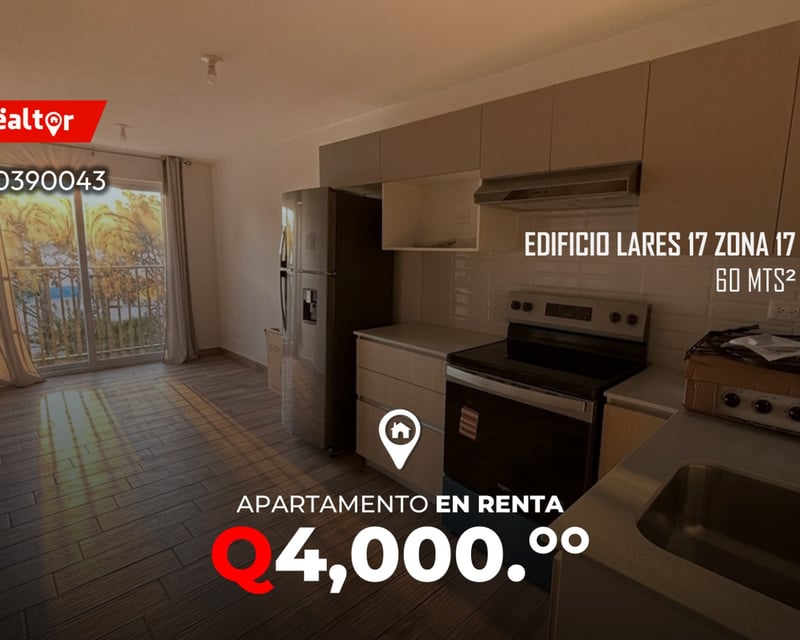Apartamento en renta en edificio Lares 17 zona 17