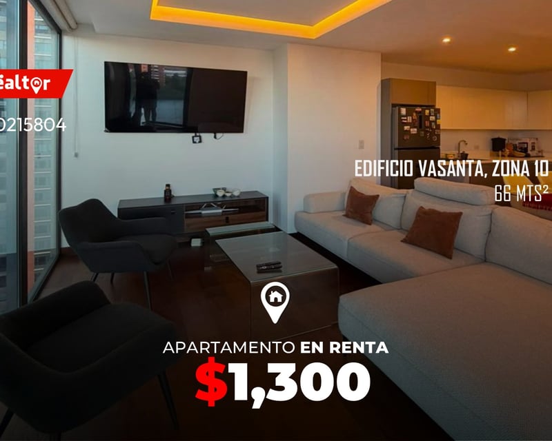 Apartamento en renta en Edificio Vasanta zona 10