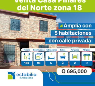 Casa en venta en Pinares del Norte, zona 18.