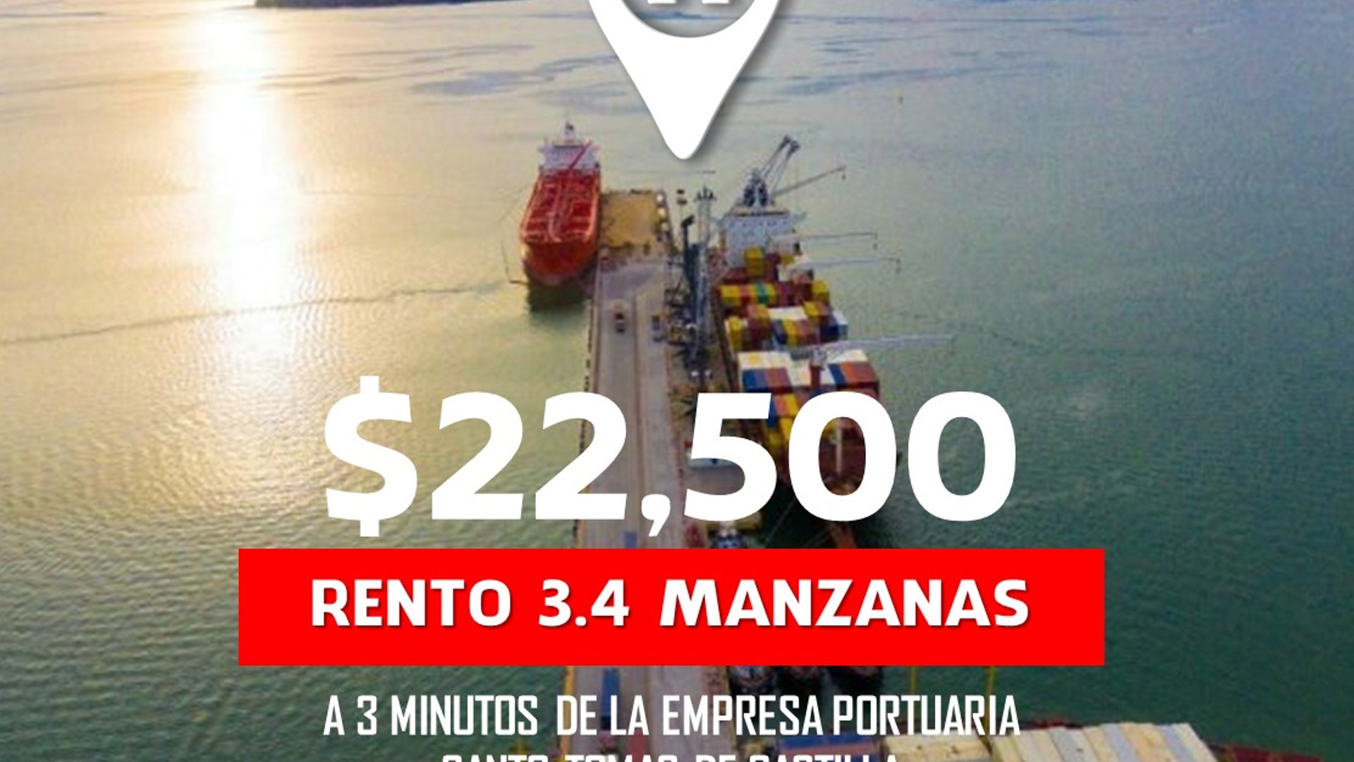 Terreno en Renta 3.4 Mz. cerca  puerto Santo Tomás de Castilla