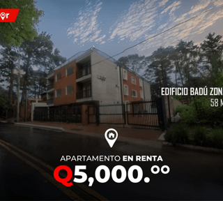 Apartamento en Renta en Edificio Badú, zona 16