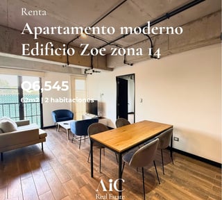 APARTAMENTO MODERNO  2 HABITACIONES ZONA 14 EDIF. ZOE