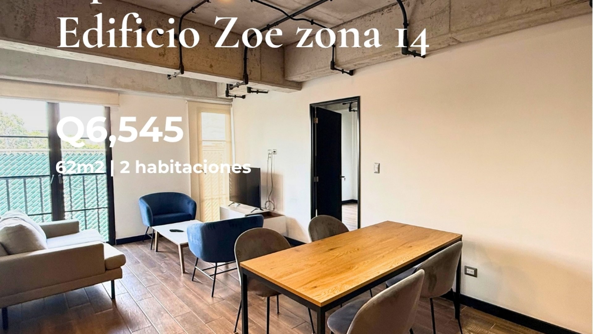 APARTAMENTO MODERNO  2 HABITACIONES ZONA 14 EDIF. ZOE