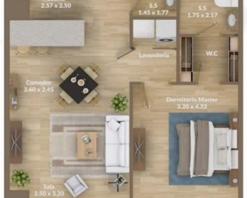 Apartamento en venta 1 habitación zona 15