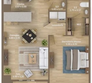 Apartamento en venta 1 habitación zona 15 