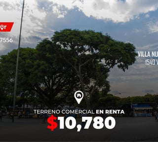 Terreno comercial en renta a una cuadra del parque de Villa Nueva