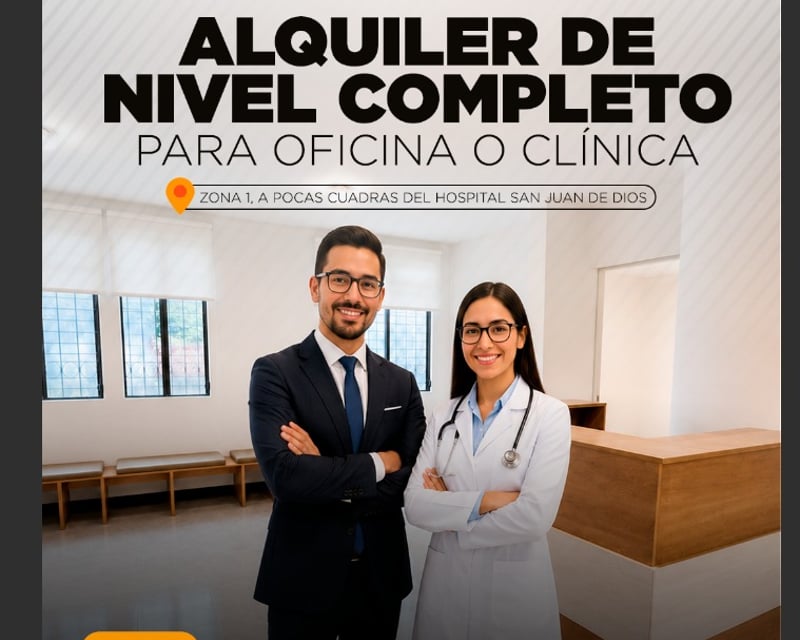 RENTA DE OFICINAS/CLINICAS EN ZONA 1 | NIVEL COMPLETO EN PLANTA 2