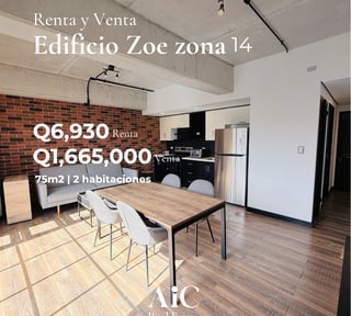 APARTAMENTO AMPLIO Y MODERNO  2 HABITACIONES ZONA 14 EDIF. ZOE