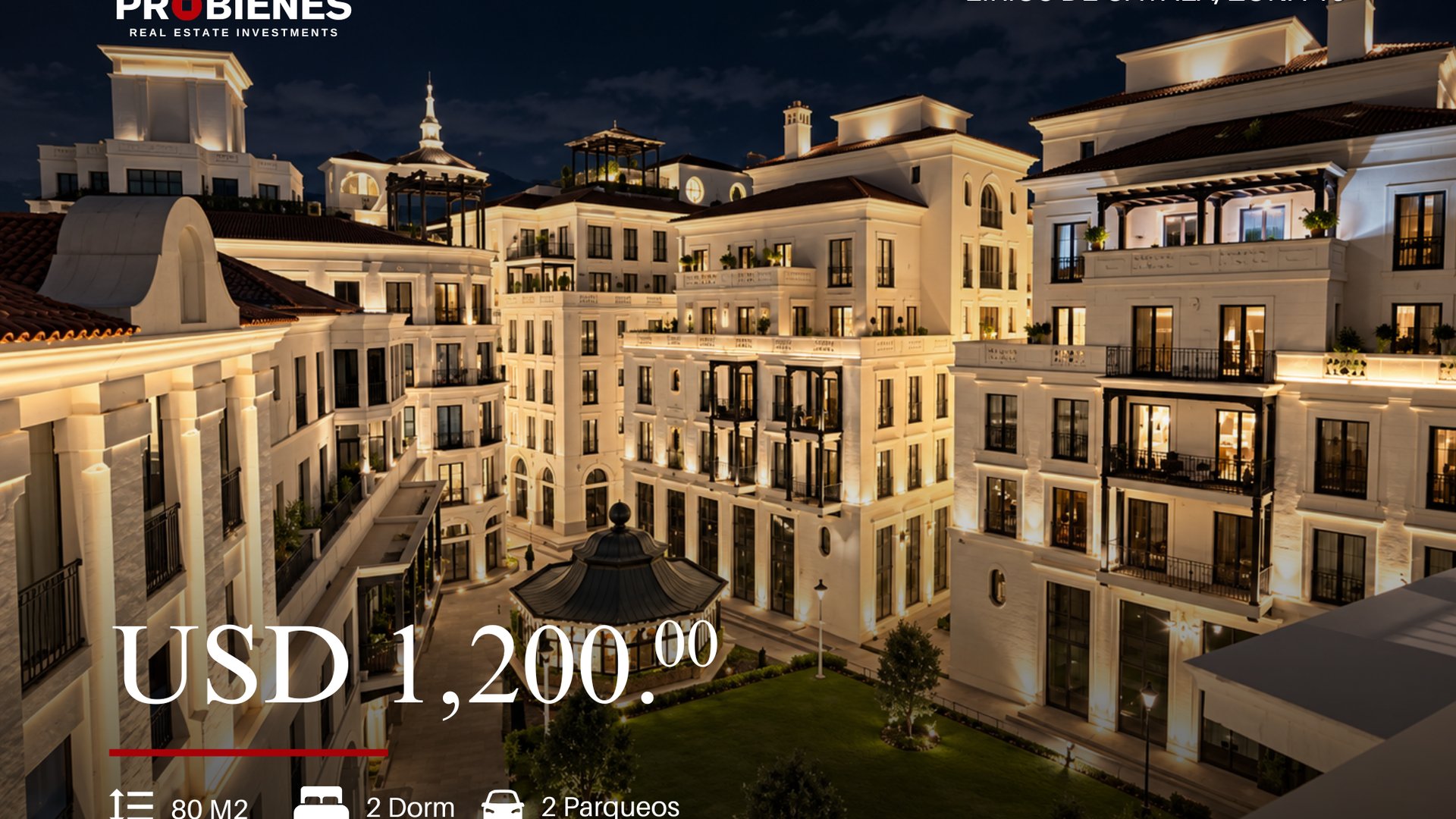Apartamento de 2 habitaciones en Lirios de Cayalá zona 16