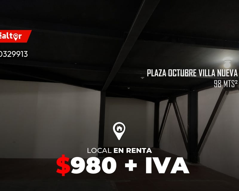 Local en renta Plaza Octubre Villa Nueva