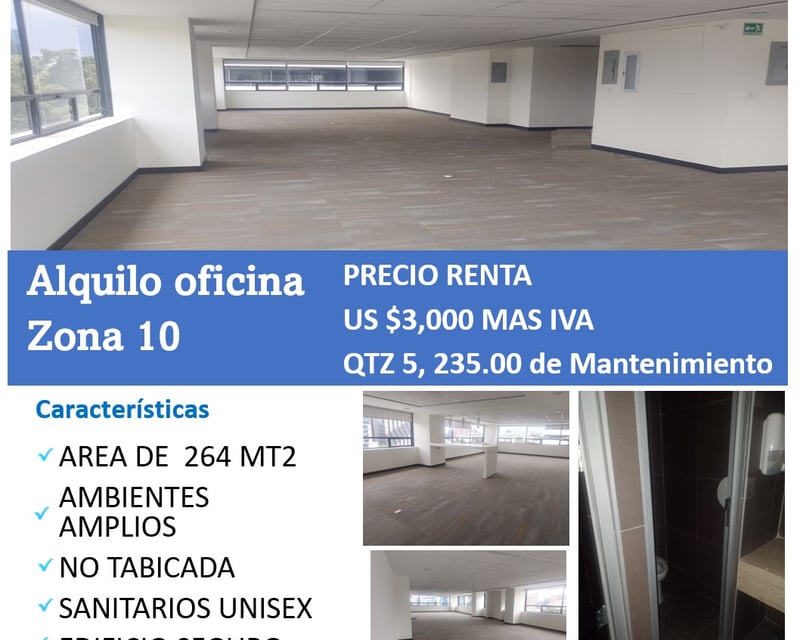 ALQUILO ZONA 10 OFICINA CENTRO EMPRESARIAL