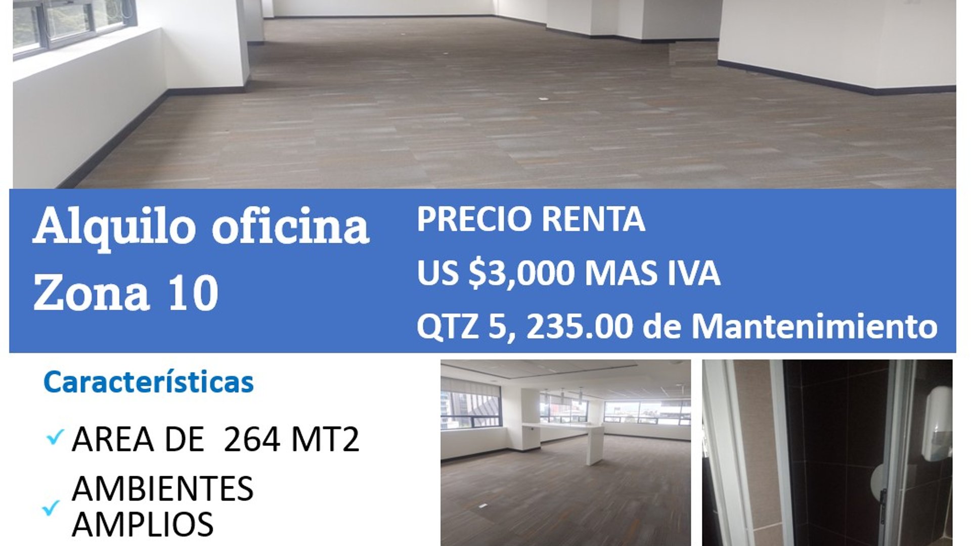 ALQUILO ZONA 10 OFICINA CENTRO EMPRESARIAL