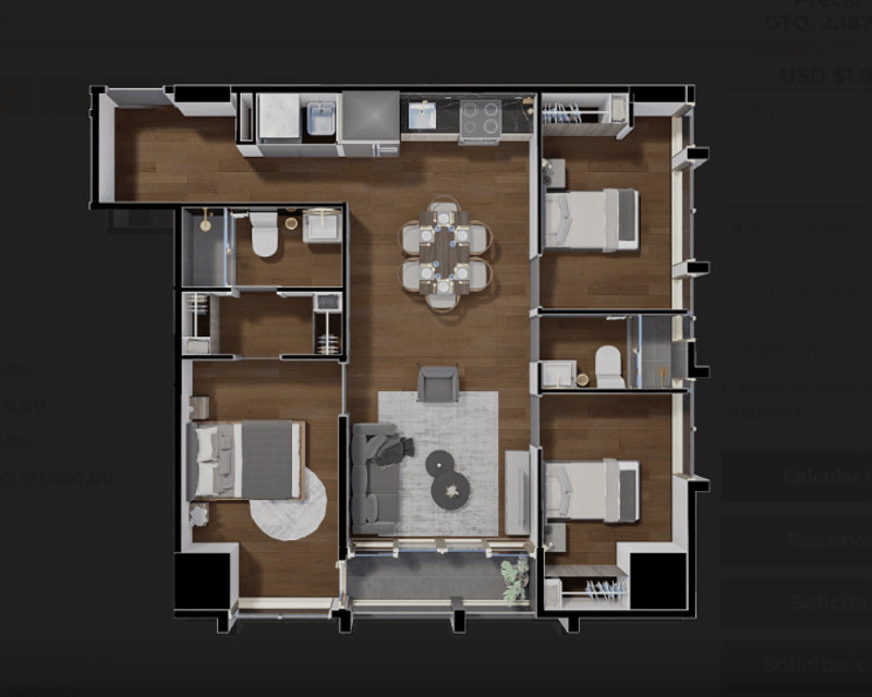 Apartamento para estrenar de 3 habitaciones en venta, Atarah zona 10