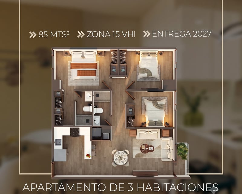 Apartamento en venta de 3 habitación en zona 15 Vista Hermosa 1