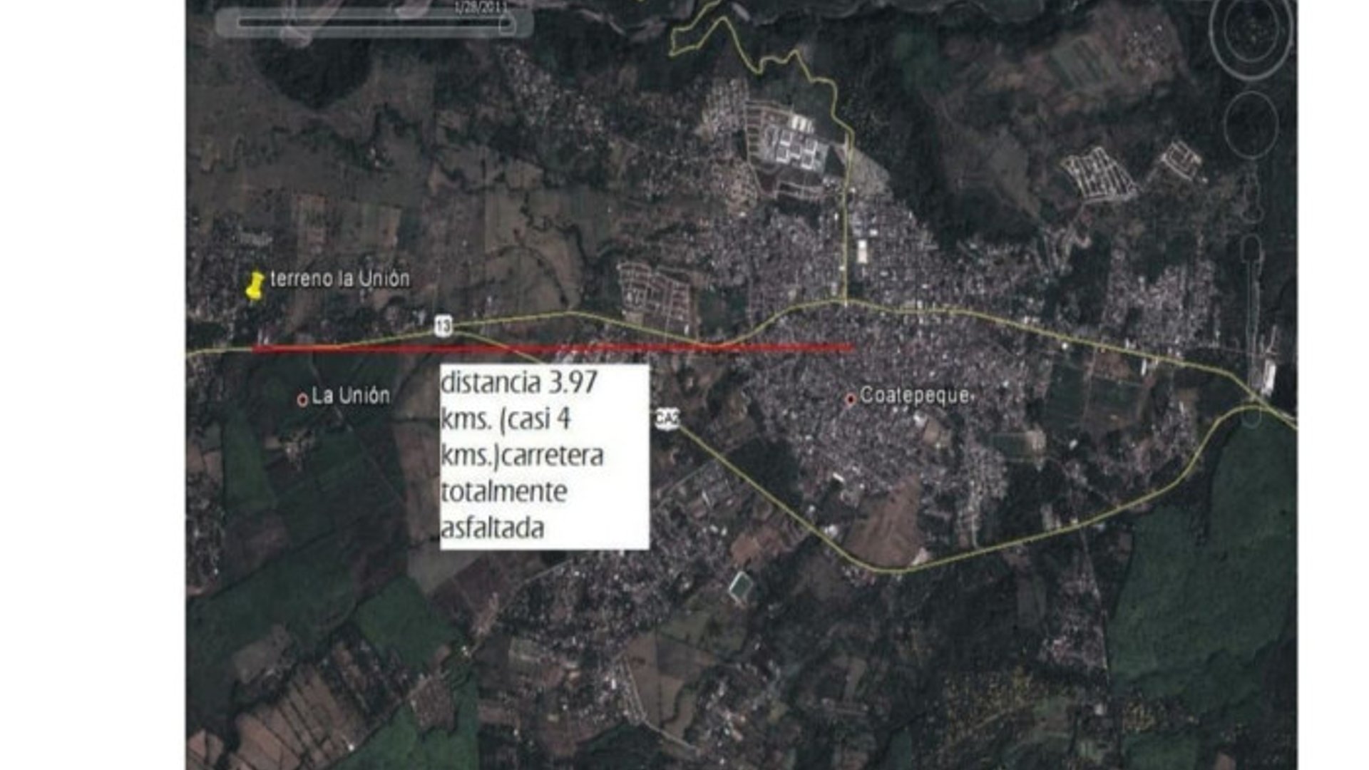Venta de Terreno en Aldea La Unión Coatepeque