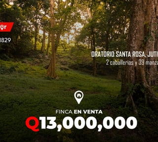 Finca en venta en Oratorio Santa Rosa, Jutiapa 