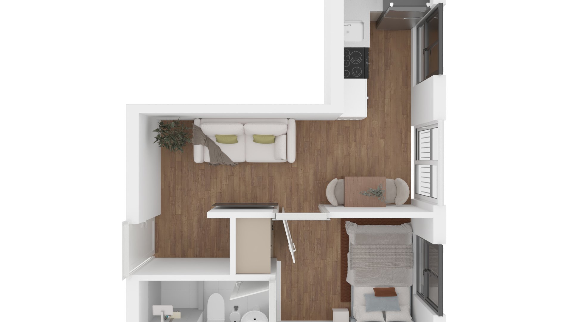 Acacias 13, apartamentos en planos de 1 habitación en, zona 13 - Miniatura 6