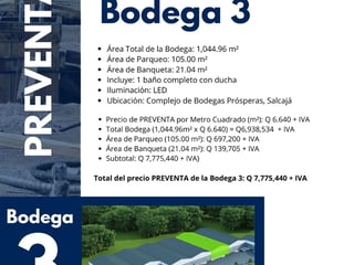 Venta de bodegas en Complejo Prósperas | Salcajá Quetzaltenango | 7 Bodegas diferentes tamaños - Image 24