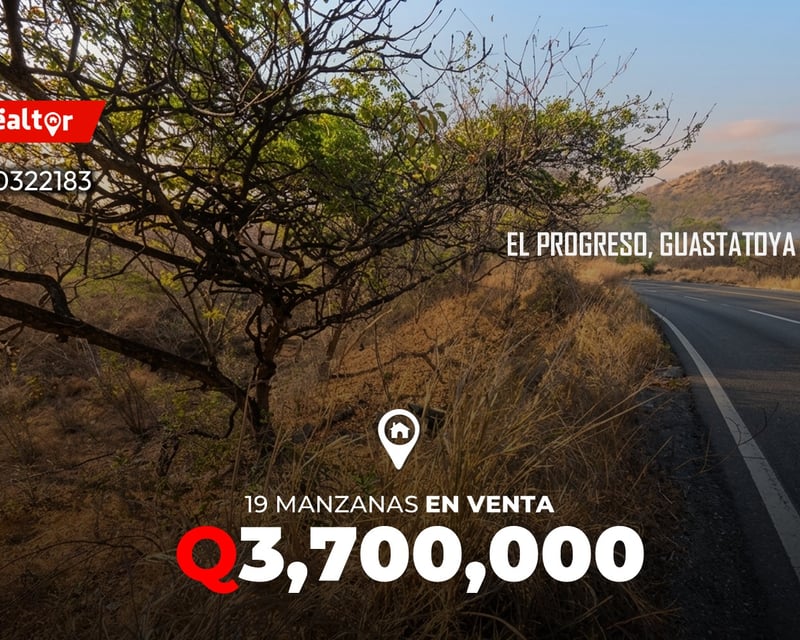 19 Manzanas en venta en El Progreso, Guastatoya 