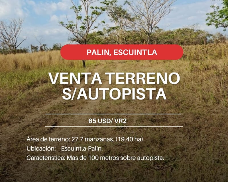VENTA TERRENO SOBRE AUTOPISTA ESCUINTLA-PALIN