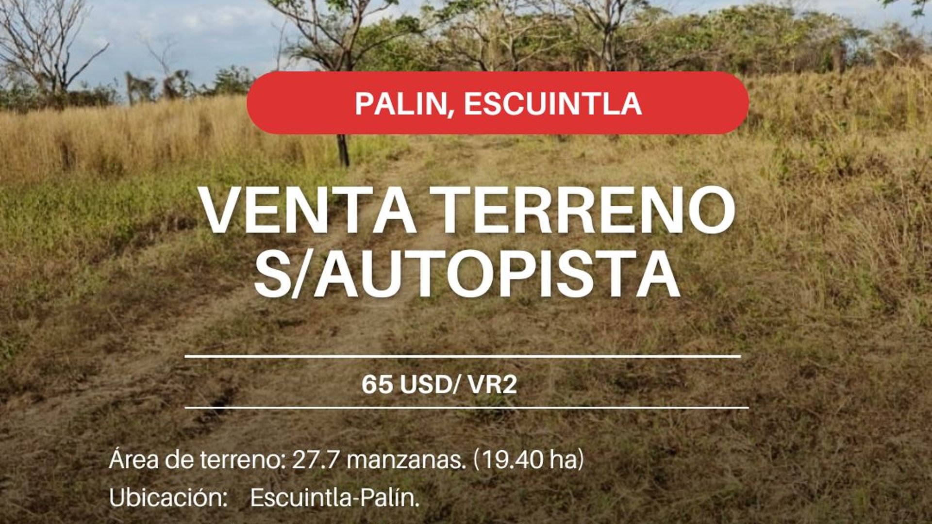VENTA TERRENO SOBRE AUTOPISTA ESCUINTLA-PALIN