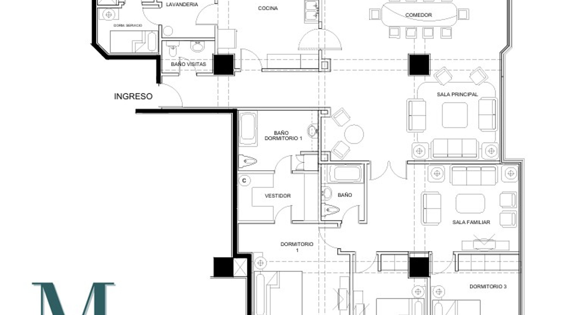 Apartamento con sala familiar en venta 3 habitaciones en z10 Ref-5051