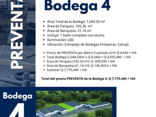 Venta de bodegas en Complejo Prósperas | Salcajá Quetzaltenango | 7 Bodegas diferentes tamaños - Image 18
