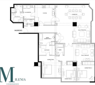 Apartamento con sala familiar en venta 3 habitaciones en z10 Ref-5051