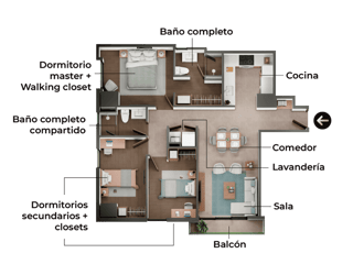 Venta apartamento en zona 10 de 3 Habitaciones - 4