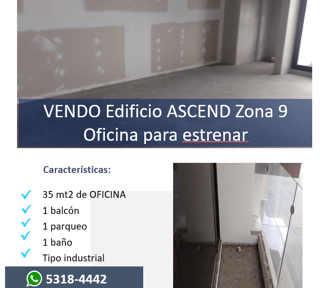 Vendo oficina en Zona 9 de 35 mt2 