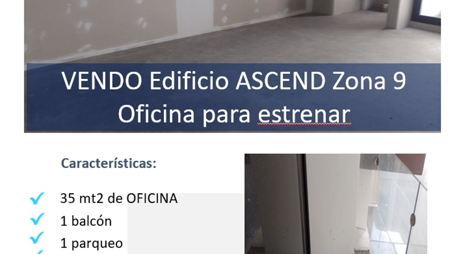 Vendo oficina en Zona 9 de 35 mt2 