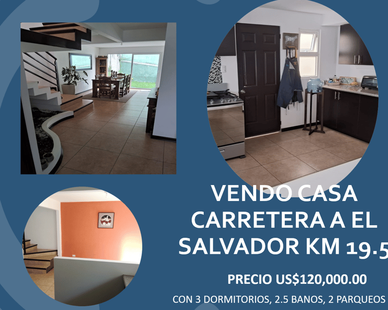 VENDO CASA CARRETERA A EL SALVADOR K. 19 CAMINO A SAN JOSE PINULA